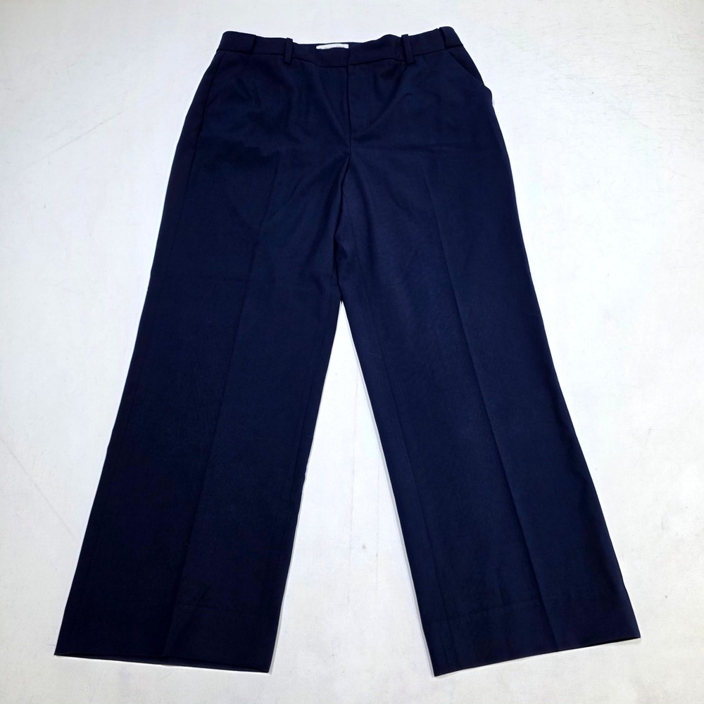 Coldwater Creek Dress Pants Womens 12 Navy Blue Wide Leg Stretch Career Trousers